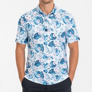 Con.struct Polo Shirt Mens Medium Performance Quick Dry Floral Golf Athletic Top